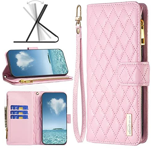 COQUE pour l'étui Apple iPhone XR, étui Apple iPhone XR avec Fente pour Carte et Fermeture éclair-Rose