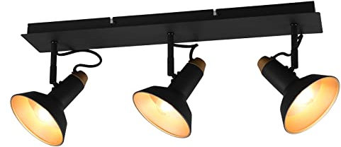 Deckenstrahler 3-flammig Metall in Schwarz matt und Gold
