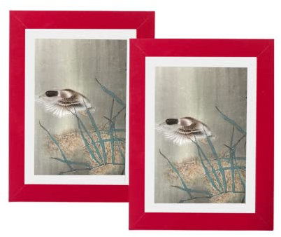 Rustikaler Bauernhaus-Holzrahmen, ohne Passepartout, Wandgalerie, Fotorahmen für Tischplatte und Wand, 15,2 x 20,3 cm, Rot, 2 Stück
