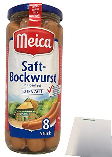 Meica Saft-Bockwurst in Eigenhaut 8 Würstchen extra zart (360g Glas) + usy Block