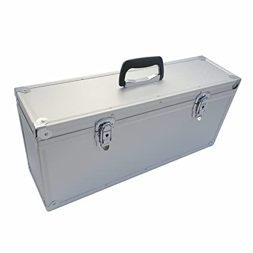 Aluminium Koffer Silber mit Würfelschaum Entnehmbarer Deckel Alu-Koffer Werkzeugkoffer (LxBxH) 550 x155 x 240 mm
