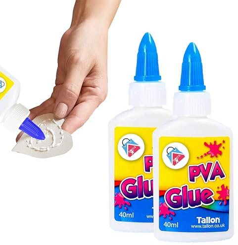 2 Pack PVA Craft Glue Bottles Set for Kids, Strong Kids Glue for Arts and Crafts, Washable White Glue, Craft Glue for Home, School and Office - 40ml