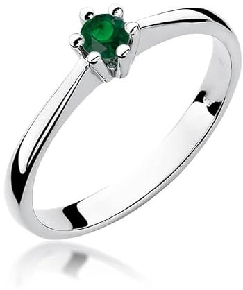 Damen Ring 585 14k Gold Weißgold Smaragd