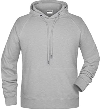 James & Nicholson Herren Kapuzensweat - Hochwertiger Kapuzensweat aus Bio-Baumwolle | Farbe: Grey-Heather | Grösse: XL