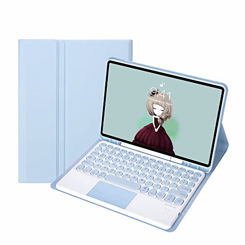CLALOC Tastatur Case Für Samsung Tab S8+/ S7 FE / S7+ Touchpad Abnehmbare QWERTY Tastaturen Mit S Pen Halterung Cover Für Galaxy Tab S6 Lite/Tab A7 / Tab A8 / S7 / S8 / A7 Lite,Sky Blue,S7+