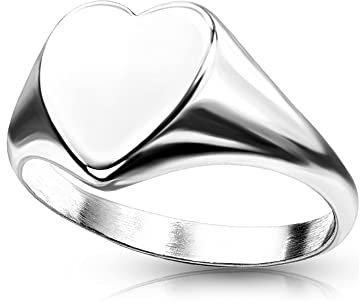 Treuheld® Silberner Ring mit flachem Herz | 6 Größen [01.] 48