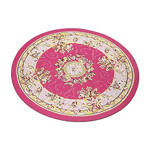 Odoria Miniature 1/12 Tapis Rond Accessoire Maison de Poupée, Rose Rouge