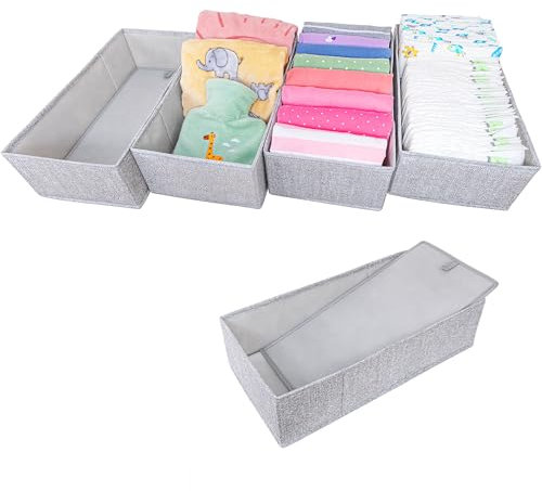 SIMPLE JOY® HEMNES FileFolding Box für ikea Hemnes Kommode, DAS ORIGINAL; passgenau; Stabiler Boden; Schubladen Ordnungssystem; Wickelbedarf, Kinderkleidung, Spielzeug, Pullis; 4er Set