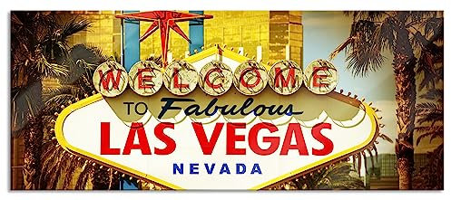 Pixxprint Glasbild Panorama, Wandbild aus Echtglas, Las Vegas Ortseingangsschild, 120x50 cm, inkl. Aufhängung und Abstandshalter