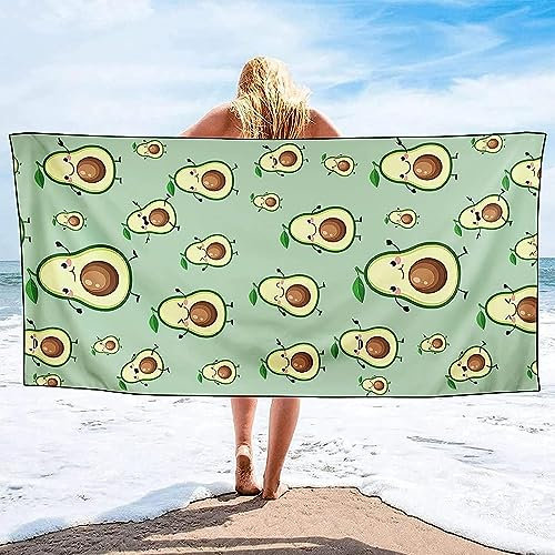 Strandtuch Cartoon-Avocado 3D-Druck Badetuch Adult Beach Sunscreen Surf Shawl Schnelltrocknend Für Camping, Wandern, Reisen, Schwimmen 80 X 160 cm