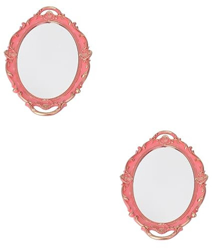 Cabilock 2 STK Tablett Schmuckschale Parfüm-waschtisch Make-up-Organizer-Platte Französische Kommode Spiegel-waschtisch Servierplatte Badezimmer Ablagefach Toilette Plastik Goldener Spiegel