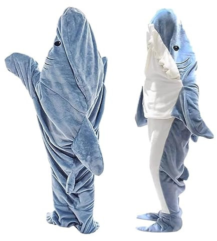 SurLaZ Hai-Kapuzendecke Für Erwachsene, Superweiche Und Bequeme Flanell-Kapuzen-Hai-Decke, (L)
