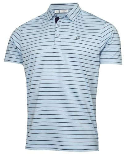 Calvin Klein Mens Silverstone Golf Polo Shirt - Blue/Evening Blue - XXL