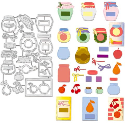BENECREAT Obstglas-Stanzformen Aus Metall, Stanzschablonen Für Kirschetiketten Flaschenkarten Zum Selbermachen, Scrapbooking, Dekorative Prägung, Papierkarten, Kunsthandwerk