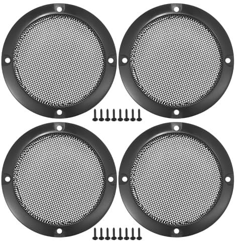 X AUTOHAUX 3 Car Speaker Grills Cover Mesh W/Screws Bright Black - 5 Pcs