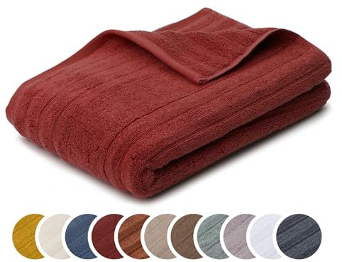 liebling Duschtuch Luxus Bio Baumwolle, Serie Marseille, 770 gr. / m², 70 x 140 cm, Ökotex, 60 Grad, saugstark, schnelltrocknend, Farbe: Karminrot