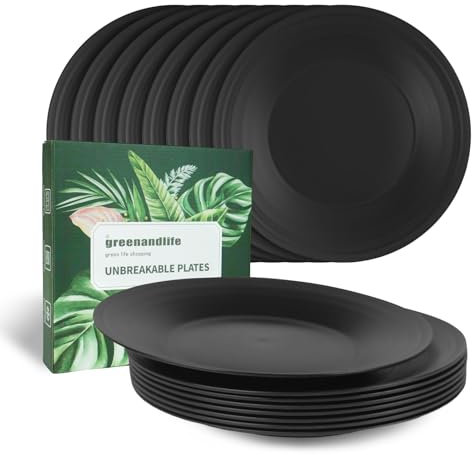 greenandlife Légères et incassables assiettes en - Passe au lave-vaisselle et au micro-ondes, sans BPA et saines pour les enfants, les tout-petits et les adultes