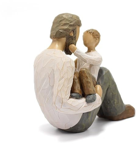 UIYIHIF Father and Son Figurines, Sculpted Hand-Painted Figure, Family Figurines Father Son Statues for Home Bedroom Living Room Tabletop Décor