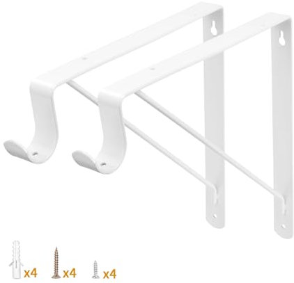 Yarssihha Schrankstangenhalterung, 30,5 x 26,7 cm, Wandmontage, Wandmontage, weiße Schrankstangenhalterung mit Schrauben, 2 Stück