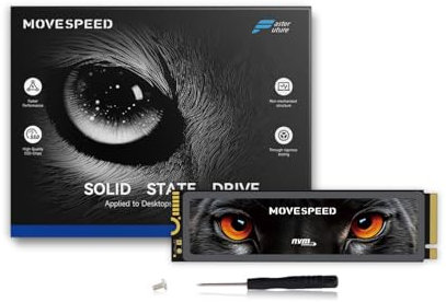 MOVE SPEED HB7450 - Unidad interna de estado sólido de 4 TB para PS5 con disipador de calor, SSD PCIe 4.0 NVMe M.2, hasta 7450 MB/s, expansión de almacenamiento 3D NAND compatible con PS5, portátiles