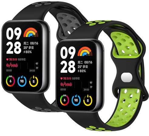 Th-some 2 Pezzi Cinturini per Xiaomi Mi Band 8 Pro, Sportivo Cinturino di Ricambio in Silicone Morbido Compatibile con Xiaomi Mi Band 8 Pro/Xiaomi Redmi Watch 4