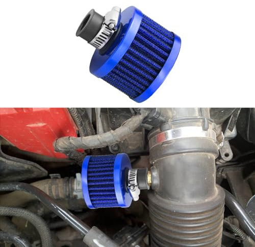 deemars Filtre D'admission d'air, Filtre à air Froid, Filtre D'admission D'air Respirateur Turbo Vent, 12mm Carter Breather Accessoire de Voiture Universel pour Voiture et Moto (Bleu)