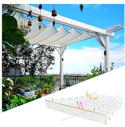 Maßgeschneidertes einziehbares Wellen-Sonnensegel, wasserdichte, U-förmige, verschiebbares Wellen-Sonnensegel for Pergola, 90% UV-beständig/atmungsaktiv/lichtfilternd(Size:W2.8*L3m/W9.19*L9.84ft)