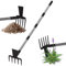 Walensee Hacke Gartengerät, 160 cm Gartenhacke mit verstellbarem langem Stiel für Unkraut jäten, 5-Zinken Hacke Kultivator 2 in 1 Hand Garde Tools für Hof Rasen Pflanzen Gartenarbeit Graben