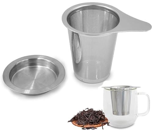 304 Stainless Steel Tea Strainer with Lid and Double Handles | Reusable Tea Filter for Loose Leaf Tea | Tea Infuser for Teapots, Cups, Mugs