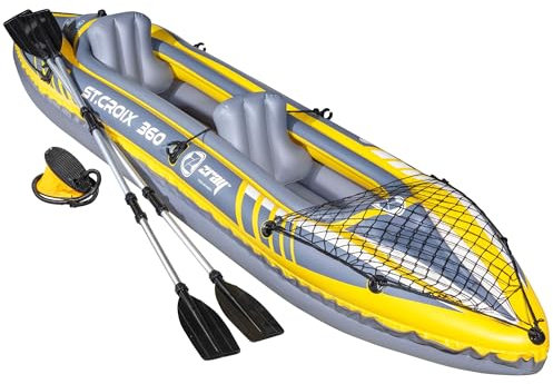 Inflatable 2-Person Kayak, Blue/Yellow/White, Pump, Bag, 2 Paddles, DL155