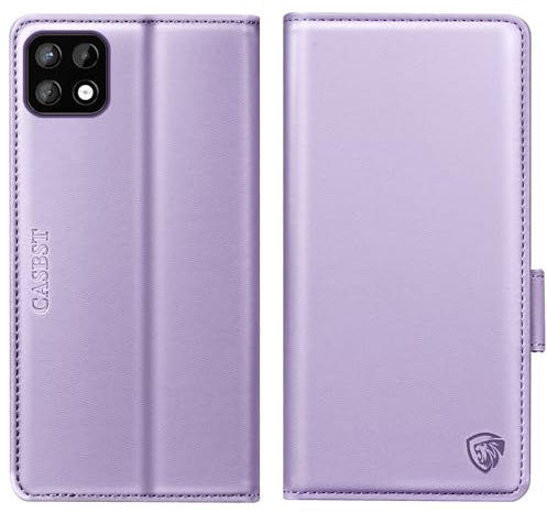 CASBST for Samsung Galaxy A22 5G Case, Kickstand Flip Leather Wallet Book Case with Card Slots Shockproof Magnetic Closure Protective Phone Case Cover Compatible with Samsung A22 - Light Purple