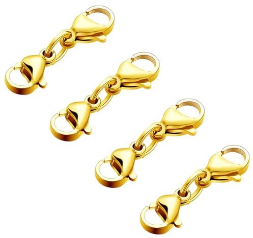 4 Pcs Gold Lobster Claw Clasps, Double Necklace Extension, Mini Bracelet Clasps Replacement