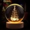Flexzion 3D Christmas Tree Crystal Ball Night Light - LED Light Hologram Glass Lamp w/Solid Wood Base, USB Powered Crystal Ball Lamp w/Adjustable Brightness for Home Decor Display Gift, 3.15/80mm