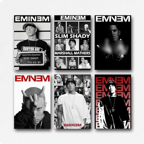 Xuseoua Eminem-Poster, Rapper-Musik, Vintage-Cover, Schwarz-Weiß, Wandkunst, Leinwandposter, Raumdekor, ästhetischer Poster, Druck, Dekorposter, 20 x 30 cm, Stil 1