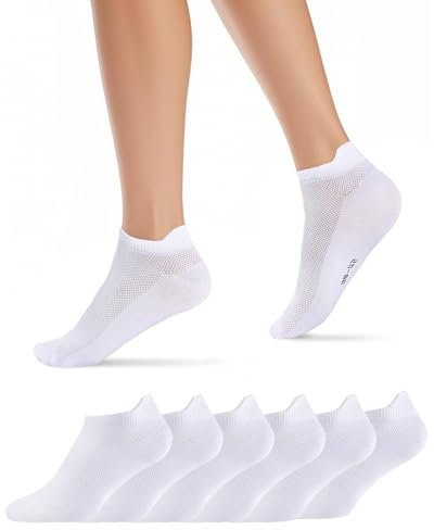 Effeet Kurze Laufsocken Herren Damen 6 Paar, Sneaker Socken Weiße Schwarz, Atmungsaktiv Kurz Sportsocken, Schnelltrocknendes Leichte Sommer Socken zum Joggen Running, Weiß 39-42