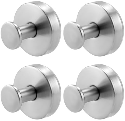 QWORK® Set di 4 Ganci a Ventosa in Acciaio Inossidabile, Appendi Accappatoio Bagno, Ganci Ventosa Argentei per Asciugamani e Accessori Doccia