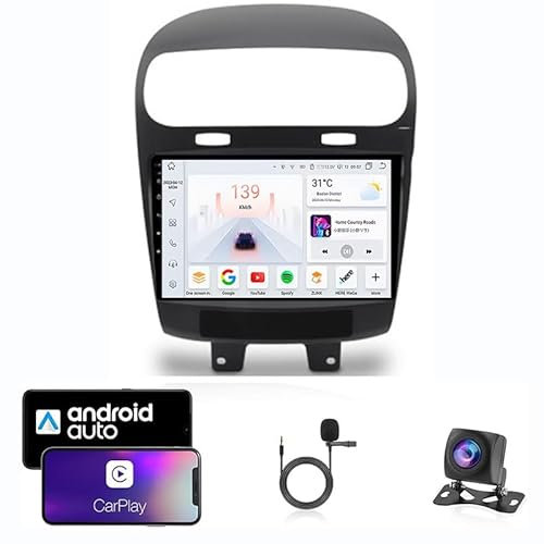 GDJCFDC 9-Zoll Autonavigator GPS-Navigator Auto-Audio-Video-Player Android 13 Passend für FIAT Freemont 2012-2020 Supports Bluetooth Wireless CarPlay DSP Mirror Link 4G WiFi(T1 4 Core WiFi 1G+16G)