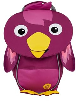 Affenzahn Kinderrucksack Kleiner Freund Vogel - Lila | Ergonomischer Kindergarten-Rucksack für Kinder von 1 bis 3 Jahren mit Reflektoren, Ziehzunge und Namensschild