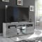 Furneo Grey TV Stand – 120 cm Cabinet Unit in Matt and High Gloss Finish with White LED Lighting