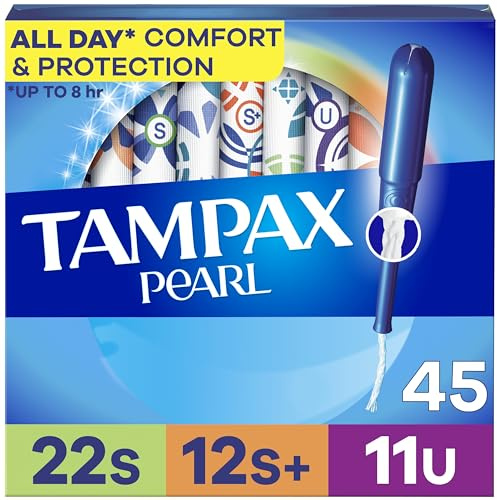 Tampax Pearl Tampons für Damen, Multipack, mit LeakGuard-Geflecht, Super/Super Plus/Ultra Saugfähigkeit, geruchlos, 45 Stück