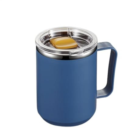 Insulated Coffee Cup, 450 ml Stainless Steel Travel Mug, Tumbler with Lid and Handle, Metal Camping Drinkware, Ideal Water Container for Men and Women, Perfect for the Go Use