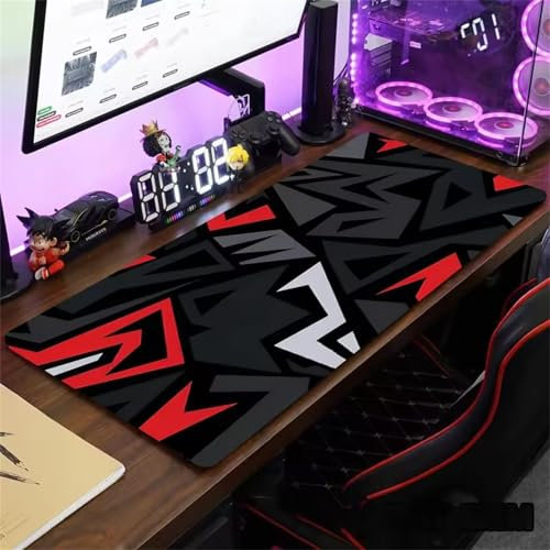 Mouse Pad Large Gaming Mouse Mat 59x31.5x0.08 inch Long Desk Pad with Stitched Edges Keyboard Mousepad XXL for Home Office Gaming Work Big Desk Mat (Red Gray White)