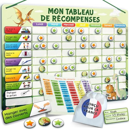 LIKARTO Tableau de Récompenses pour Enfants - Tableau magnétique avec de Nombreuses tâches et 280 aimants - Encourager Les Bons comportements - Calendrier Éducatif pour Enfant - Vert