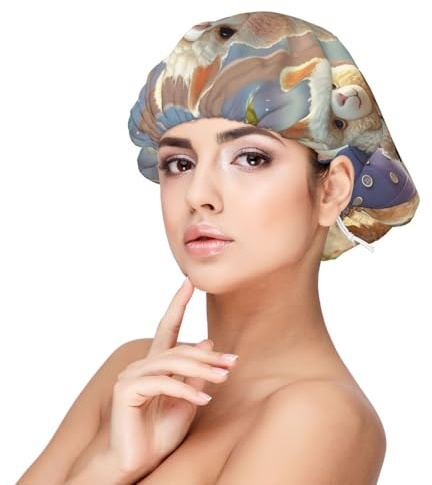 Alpakas Together Satin Bonnet Silk Bonnet, Hair Bonnet For Sleeping, Soft Double Layer Silk Sleeping Cap Hair Wrap For Women Natural Hair Curly Hair Braided Hair Long Hair