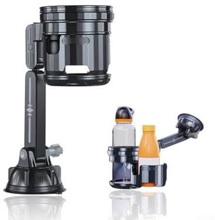 Faltbarer 2-in-1-Auto-Becherhalter mit Saugnapf-Design, ideal für Fahrer und Beifahrer mit verstellbaren Winkeln (Grau)