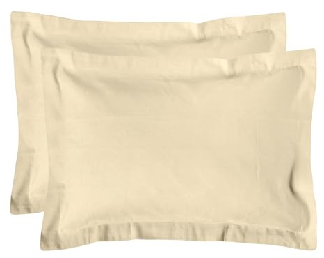 Home Sweet Home UK Cream PillowCases 2 Pack Cotton - 200 Thread Count Cotton Cream Pillow cases with Envelope Closure, 48x74 cm Pillow Covers, PillowCase 2 Pack