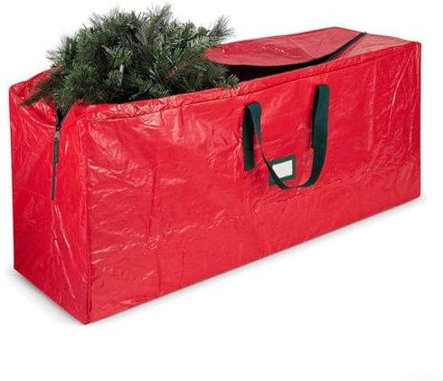 Robuster Sack mit Reißverschluss, zur Aufbewahrung großer Weihnachtsbäume und anderer Haushaltsgegenstände (rot)