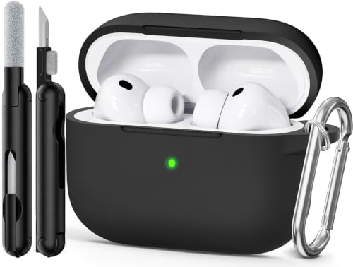 Joremx Custodia in Silicone Unica per AirPods Pro 3 (Nero) | Inclusi Set di Pulizia e Portachiavi, Materiale morbido, Cover per AirPods Pro 3 (2025)