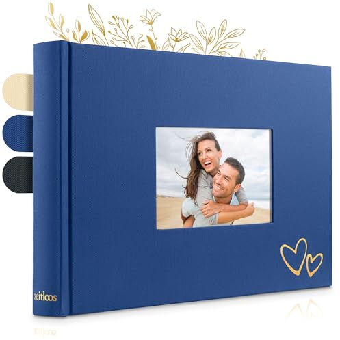 ZEITLOOS® Fotoalbum zum Selbstgestalten - Kraftpapier & Fenster - 150 Fotos | Wunderschönes Design mit schützenden Trennblättern - Fotobuch zum Einkleben 21x28cm - 50 Seiten - Hochzeitsalbum & Geschenk