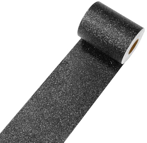 Decotalk Schwarz Glitzer Selbstklebende Tapetenbordüre 10X600cm Klebefolie Bordüre Selbstklebend Abziehen & Aufkleben Wandbordüre für Wohnzimmer Küche Bad Bordüre für Schrank Treppen Wanddekoration
